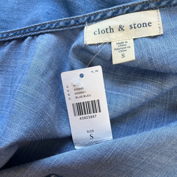 NWT Anthropologie Cloth & Stone Chambray Shift Dress Blue Size S - Picture 11 of 13
